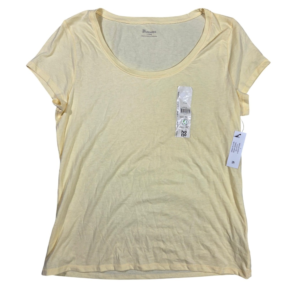 No Boundaries Womens Tender Lemon Scoop Neck Tee Short Sleeve Shirt Large 12-14